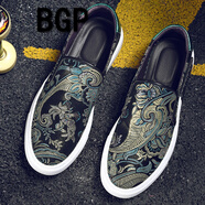 BGP潮牌2024新款套腳板鞋男韓版潮流學生樂福鞋百搭印花一腳蹬鞋子 花色 38