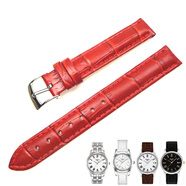 瑪薩琪適用于天梭1853真皮表帶 T033女款白色針扣小牛皮表帶 14mm  紅色 14mm