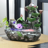 人文家居 假山噴泉流水?dāng)[件工藝品客廳玄關(guān)桌面加濕器創(chuàng)意辦公室高山水景裝飾品開業(yè)禮品送朋友 小號配霧化器 28*19*28CM