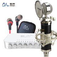 魅聲 T8-5 手機主播麥克風(fēng)直播聲卡喊麥話(huà)筒唱歌錄音設備 筆記本電腦外置聲卡電容麥克風(fēng)K歌套裝 T800（MS-5套裝）黑色