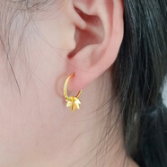 千影黃金耳環(huán)女款真金耳飾Au750素金時(shí)尚楓葉18K彩金耳墜送女友年輕人 重約1.41-1.7g(含工費(fèi)45)