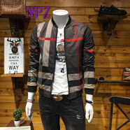 NPZ 港風(fēng)潮牌男士棒球服大碼青年修身時(shí)尚英倫風(fēng)經(jīng)典格子外套夾克男 灰色 L【115-130】斤