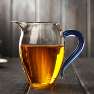 美斯尼 玻璃公道杯加茶漏套裝茶具配件茶濾過(guò)濾網(wǎng)茶海分茶器功夫茶具 藍柄380毫升