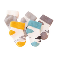 李晨曦【5雙裝】嬰兒寶寶襪子秋冬加厚毛圈松口襪保暖棉襪新生兒高中筒襪0-6-12-24-36個(gè)月 米奇頭加厚毛圈襪【5雙裝】 XS碼（適合0-1歲）