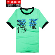 杰尼斯頓（Jenny Stone）短袖t恤男純棉圓領(lǐng)印花體恤休閑學(xué)生撞色2特工 116102綠色 L /175(160斤以內(nèi))