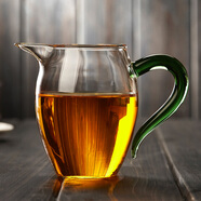 美斯尼 玻璃公道杯加茶漏套裝茶具配件茶濾過(guò)濾網(wǎng)茶海分茶器功夫茶具 綠柄380毫升