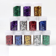 與同閃光粉金蔥粉亮粉彩色金粉膠罐裝手工DIY繪畫(huà)材料閃粉炫彩花形雪花亮片珠光色粉亮粉彩色活動(dòng)眼睛 彩色五角星亮片 一盒12瓶