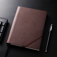 得力可定制皮面本16K筆記本日記本120張斜綁帶記事本辦公用品棕色22260