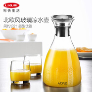 利快 涼水壺大容量水壺家用冷水壺涼水杯飲料果汁茶壺耐熱玻璃 透明 1000ml 1只