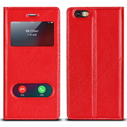 iCoverCase蘋果6s手機(jī)殼手機(jī)套 適用于iphone6s/plus 【6/6s視窗】荔枝紋紅+送膜+透明殼