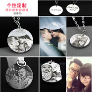 老福匠990銀項(xiàng)鏈DIY定制項(xiàng)鏈紀(jì)念幣軍牌男士女吊墜創(chuàng)意飾品情人節(jié)禮物 情侶一對(duì)（雙面）