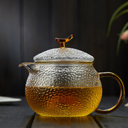詩米樂 耐熱玻璃茶壺加厚錘紋壺花茶壺泡茶壺茶杯小品杯一壺二杯套裝 單壺