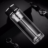 牧汀（MuTing）雙層玻璃杯防燙隔熱喝茶杯子男女商務(wù)辦公杯帶茶漏泡茶水杯保溫 黑色茶漏款 350ml