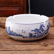 恒古（Heregur）青花陶瓷歐式復古客廳煙灰缸精品大號實(shí)用陶瓷大碼收納煙缸時(shí)尚創(chuàng  )意個(gè)性辦公室圓形 大號江南春曉