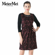 MeierMei玫而美女裝時(shí)尚氣質(zhì)七分袖連身裙品牌蕾絲拼接縫石連衣裙 H15 34