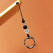 戎夏瑪瑙水晶手機掛繩卡扣個(gè)性防摔拆卸指環(huán)吊墜男女款中國風(fēng)掛飾掛件 黑色瑪瑙款