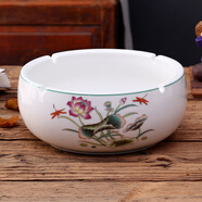 恒古（Heregur）時(shí)尚實(shí)用歐式復古創(chuàng  )意個(gè)性潮流中式擺件陶瓷器煙灰缸客廳裝飾品辦公室防風(fēng)煙缸家用 荷塘清趣 特大號