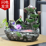 人文家居 假山噴泉流水?dāng)[件工藝品客廳玄關(guān)桌面加濕器創(chuàng)意辦公室高山水景裝飾品開業(yè)禮品送朋友 中號配霧化器 38*24*38CM