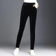 魔之韻小腳褲女秋冬新款加絨加厚外穿打底褲金絲絨休閑褲女長褲子8597 加絨 黑色 XL