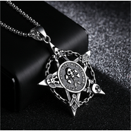朋克搖滾時(shí)尚潮人復古個(gè)性單身鈦鋼吊墜男士十字架高級感潮牌秋冬項飾項鏈 狼牙吊墜 配鏈有 55cm-80cm長(cháng)