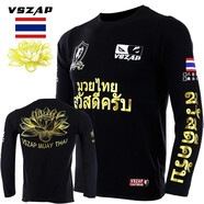 VSZAP播求老虎泰拳蓮花MUAY THAI健身T恤MMA長(zhǎng)袖UFC運(yùn)動(dòng)散打搏擊 黑色 XL碼 推薦175-185CM 胸圍106