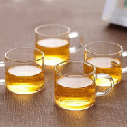 淳意玻璃杯6只裝品杯帶把功夫小茶杯品茗杯耐熱加厚透明茶 6只裝