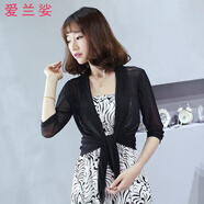 愛蘭娑 夏季百搭網(wǎng)紗小外套女薄款坎肩短款修身外搭開衫小披肩 黑色 L