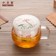 小北家 高溫釉下彩加厚三件式陶瓷濾膽花茶杯泡茶杯耐熱玻璃杯茶杯子 大號(hào)釉下彩-金魚