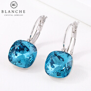 【女神禮】布蘭琪Blanche水晶方形圓臉耳環(huán)女 優(yōu)雅韓國方塊極光耳夾耳墜個(gè)性耳飾品氣質(zhì)禮物 海藍色-大號