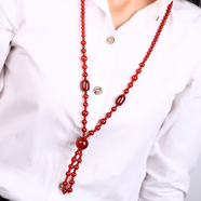 慈靈閣 紅瑪瑙長(cháng)款毛衣鏈項鏈女時(shí)尚個(gè)性百搭飾品 毛衣鏈項墜配飾 紅色