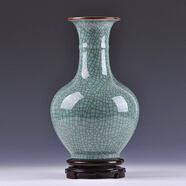 煥迪松 陶瓷景德鎮(zhèn)陶瓷器 仿古花瓶 高官窯碎瓷裂紋釉 客廳家居裝飾品擺件 賞瓶 帶底座