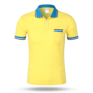 夏男裝翻領(lǐng)T恤定制廣告文化衫餐廳員工polo定做印繡服務(wù)員短袖體恤工作衣服 黃衣湖藍(lán)領(lǐng) S