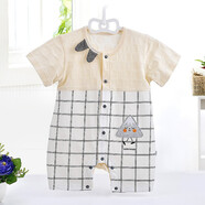 多梅格爾嬰兒衣服連體衣夏秋冬寶寶衣服嬰兒套裝用品內衣外出服哈衣爬服 小雪山黃色（純棉） 73（適合6-12個(gè)月寶寶）