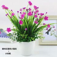 伊芙美 仿真花蘭花套裝假花擺件塑料花含塑料花瓶干花花束仿真植物盆景客廳陽臺餐桌裝飾花盆栽 塑料紅蓮色小蓮花+小仿瓶