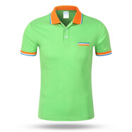 夏男裝翻領(lǐng)T恤定制廣告文化衫餐廳員工polo定做印繡服務(wù)員短袖體恤工作衣服 果綠橙領(lǐng) XL