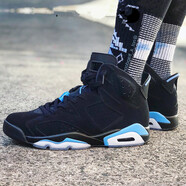 耐克（NIKE）新款男鞋 Air Jordan 6代 AJ6 喬6 喬正代限量運(yùn)動(dòng)休閑高幫籃球鞋 384664-006 黑藍(lán) 黑北卡 40.5
