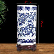 景德鎮(zhèn)陶瓷器花瓶青花瓷箭筒卷軸缸書(shū)畫(huà)桶字畫(huà)收納筒書(shū)房落地?cái)[件 龍紋 高款帶底座
