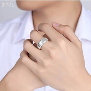 羅鳳祥990足銀戒指男單身轉運食指六字真言戒指浮雕金剛杵個(gè)性寬版指環(huán) 六字真言戒指20號