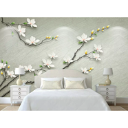 梵帝歐 臥室背景墻壁畫(huà)床頭畫(huà)新中式玉蘭花樹(shù)枝花鳥(niǎo)壁紙客廳防水墻紙現(xiàn)代電視墻影視墻定制墻畫(huà)壁布畫(huà) 樹(shù)枝花朵 18D超浮雕立體壁畫(huà)/平方米
