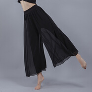 共妍 現(xiàn)代舞服古典舞服女 民族舞蹈服莫代爾練功褲飄逸雪紡舞蹈褲闊腿 黑色 均碼
