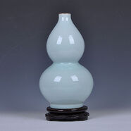 九藏尊品 景德鎮(zhèn)陶瓷器仿古花瓶影青釉官窯裂紋客廳家居裝飾工藝品擺件 影釉冰片葫蘆（高30㎝寬15㎝）
