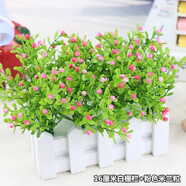 伊芙美 田園風(fēng)木柵欄仿真花套裝春天家居假花藝室內(nèi)房間校園擺放裝飾品 16厘米白柵欄+粉色米蘭粒