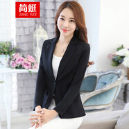 簡蜓小西裝女春季新款休閑上衣西裝外套長袖韓版百搭小西服修身氣質(zhì) 黑色 M（建議：90-100斤）