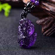 添祥天然紫水晶吊墜 貔貅吊墜 吞財獸只進(jìn)不出男女款項鏈2024龍年新款 款式二  