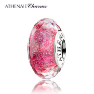 ATHENAIE玫紅色藍色午夜星空DIY水晶切面琉璃珠搭配轉運珠 送女友 枚紅色