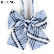 美宋 領(lǐng)結女學(xué)院風(fēng)英倫日系校服水手服襯衫蝴蝶結jk學(xué)生領(lǐng)花韓版配飾 淺藍黑白格LDH356H