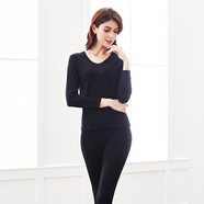 意芬（Arachne）本命年大紅色保暖內(nèi)衣女蛇年衣服禮物秋衣秋褲套裝女士線衣線褲 黑色 XL