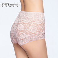 夏娃的誘惑蕾絲內褲女高腰無(wú)痕收腹褲性感平角褲抗菌棉襠安全褲打底褲 淺粉色 1條 L 170/90