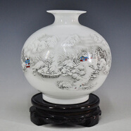 隆賀 景德鎮(zhèn)陶瓷器小花瓶花插家居裝飾客廳擺件婚慶插花瓶臺面工藝品 雪景石榴 不帶底座