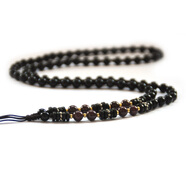 福安閣 咖色紅色粗細多色項鏈繩吊墜掛繩精編珠鏈紅繩手工編織繩/根 精編珠鏈-黑瑪瑙+石榴石款